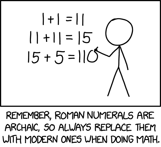 XKCD joke about roman numerals